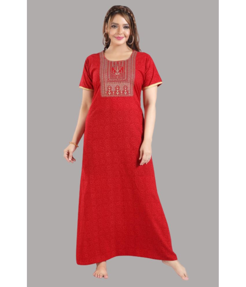     			BAILEY SELLS Red Cotton Women's Nightwear Nighty & Night Gowns ( Pack of 1 )