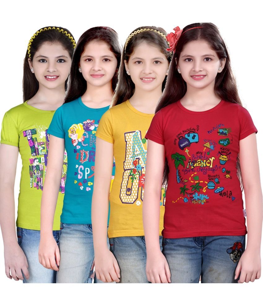     			CRT Enterprises Pack of 4 Girls Cotton T-Shirt ( Multicolor )