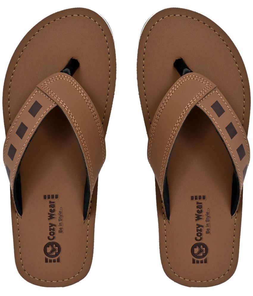     			Cozy Wear Brown Men's Thong Flip Flop