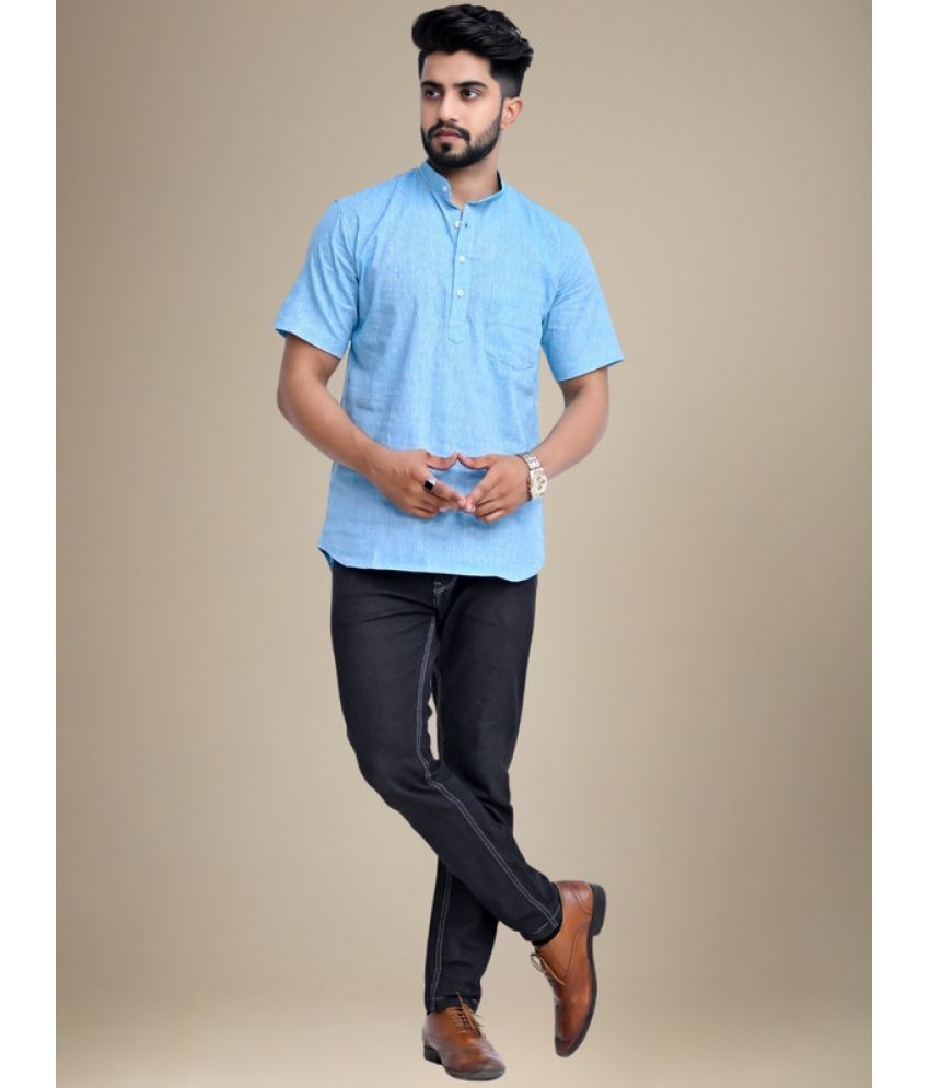     			Dgsm Craft Light Blue Cotton Men's Regular Kurta ( Pack of 1 )