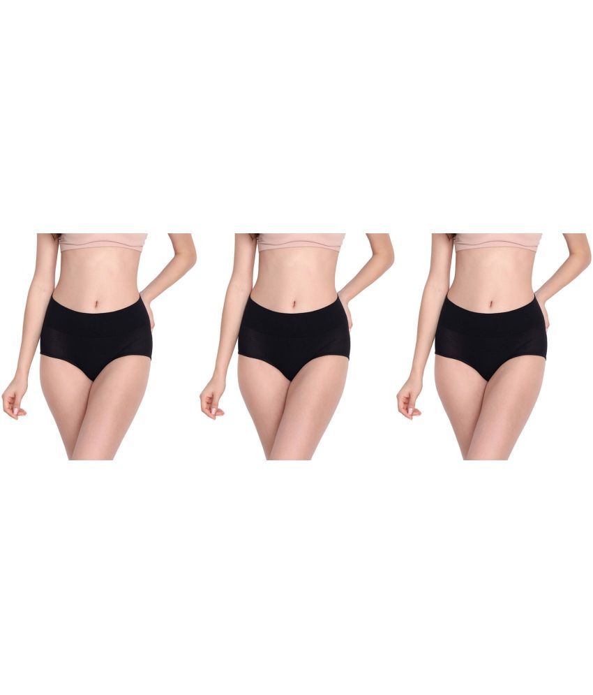     			Flenzy Pack of 3 Cotton Women's Tummy Tucker ( Black )