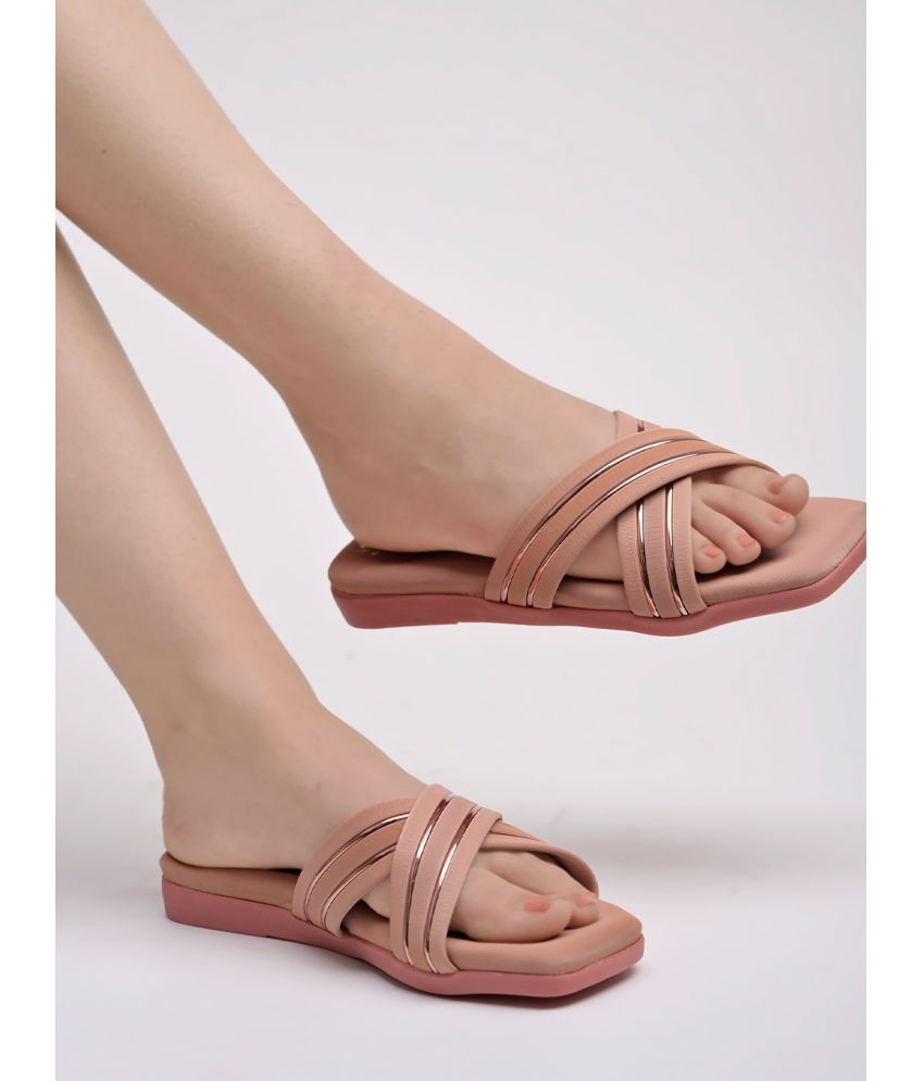     			Shoetopia Peach Women's Flats