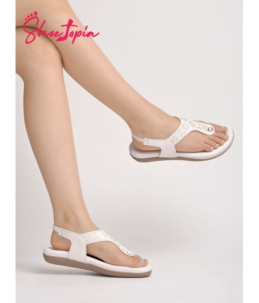     			Shoetopia White Women's Flats