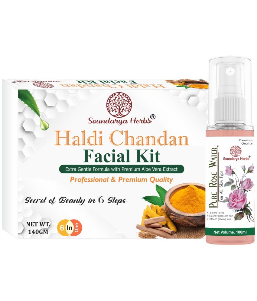     			Soundarya Herbs Haldi Chandan Kit & Rose water 3 Times Use Facial Kit For All Skin Type Haldi Chandan 2 ( Pack of 2 )