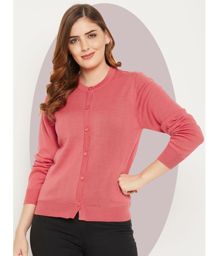     			zigo Acro Wool Round Neck Women's Buttoned Cardigans - Pink ( )