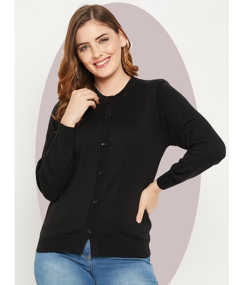     			zigo Acro Wool Round Neck Women's Buttoned Cardigans - Black ( )