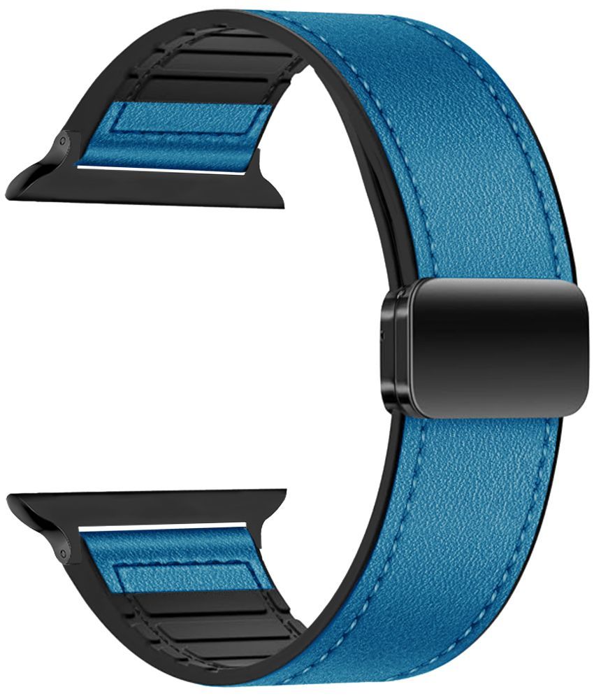     			ACM Watch Strap Slide Leather Magnetic Silicone compatible with Pebble Enigma Smartwatch Belt Luxury Band Blue