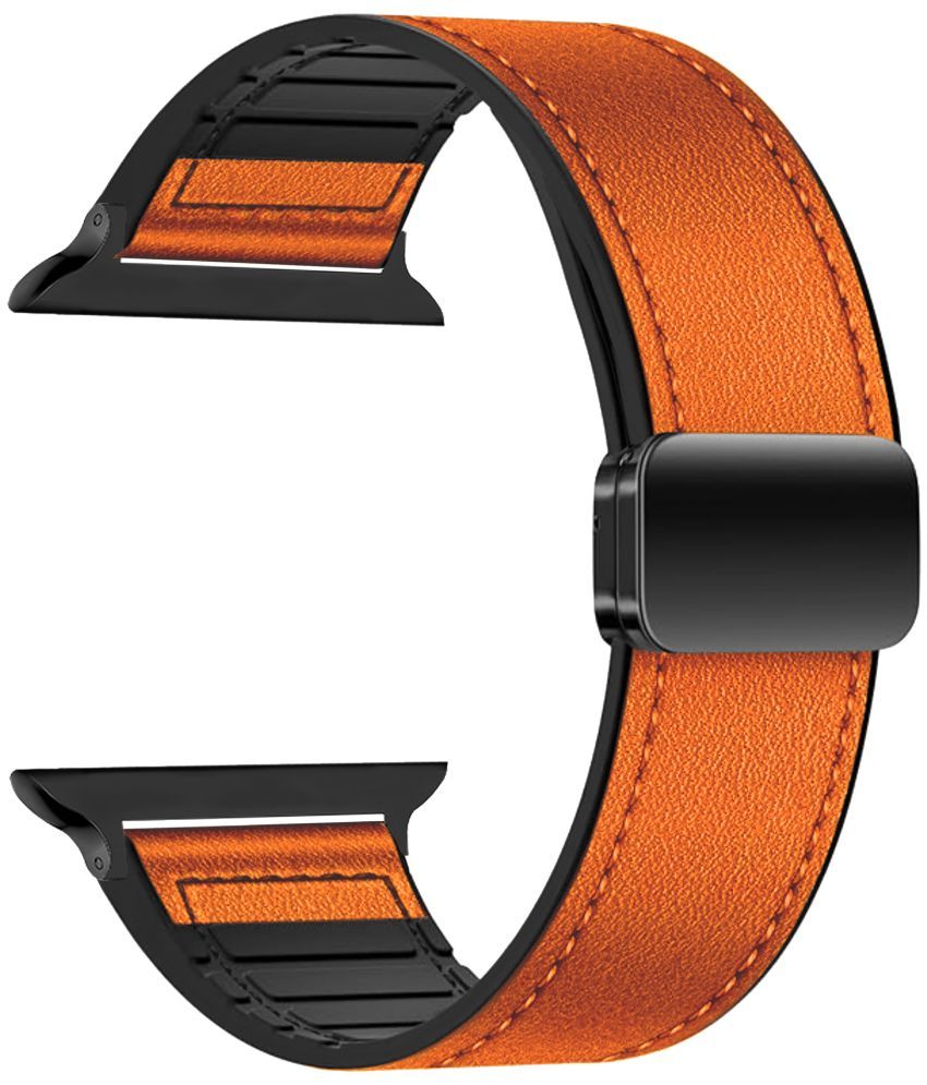     			ACM Watch Strap Slide Leather Magnetic Silicone compatible with Pebble Cosmos Grande Smartwatch Belt Luxury Band Orange