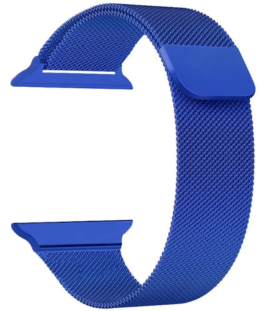     			ACM Watch Strap Slide Magnetic Loop compatible with Pebble Zest Smartwatch Luxury Metal Chain Band Blue