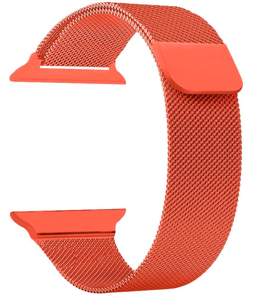     			ACM Watch Strap Slide Magnetic Loop compatible with Pebble Cosmos Hues Smartwatch Luxury Metal Chain Band Orange