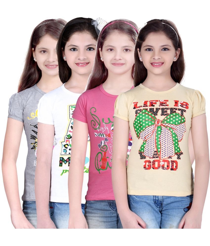     			CRT Enterprises Pack of 4 Girls Cotton T-Shirt ( Multicolor )