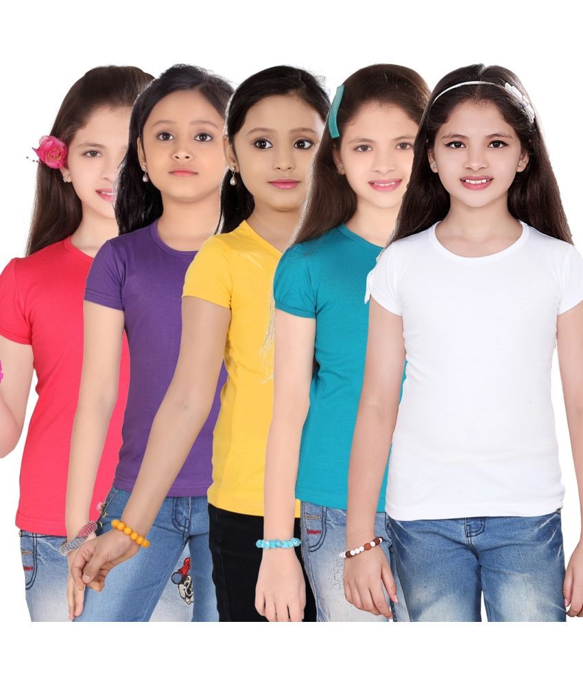     			CRT Enterprises Pack of 5 Girls Cotton T-Shirt ( Multicolor )