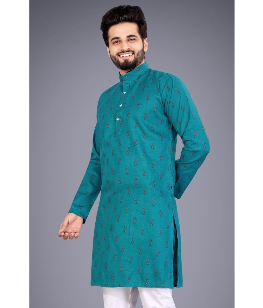     			Nofilter Sea Green Cotton Blend Men's Regular Kurta ( Pack of 1 )