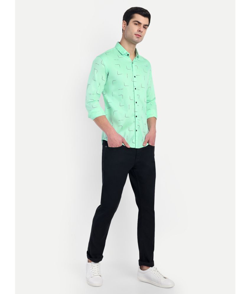     			S-LINE 100% Cotton Slim Fit Printed Full Sleeves Men's Casual Shirt - Sea Green ( Pack of 1 )