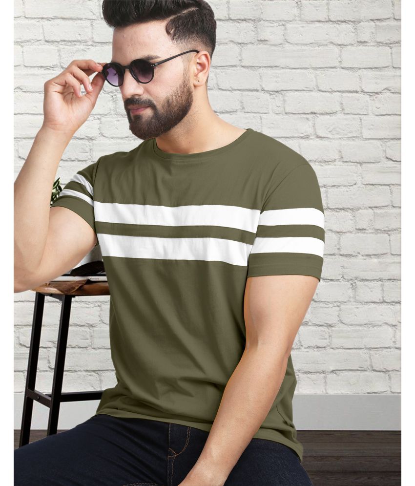     			AOOSH Cotton Blend Regular Fit Striped Half Sleeves Men's Round T-Shirt - Sea Green ( Pack of 1 )