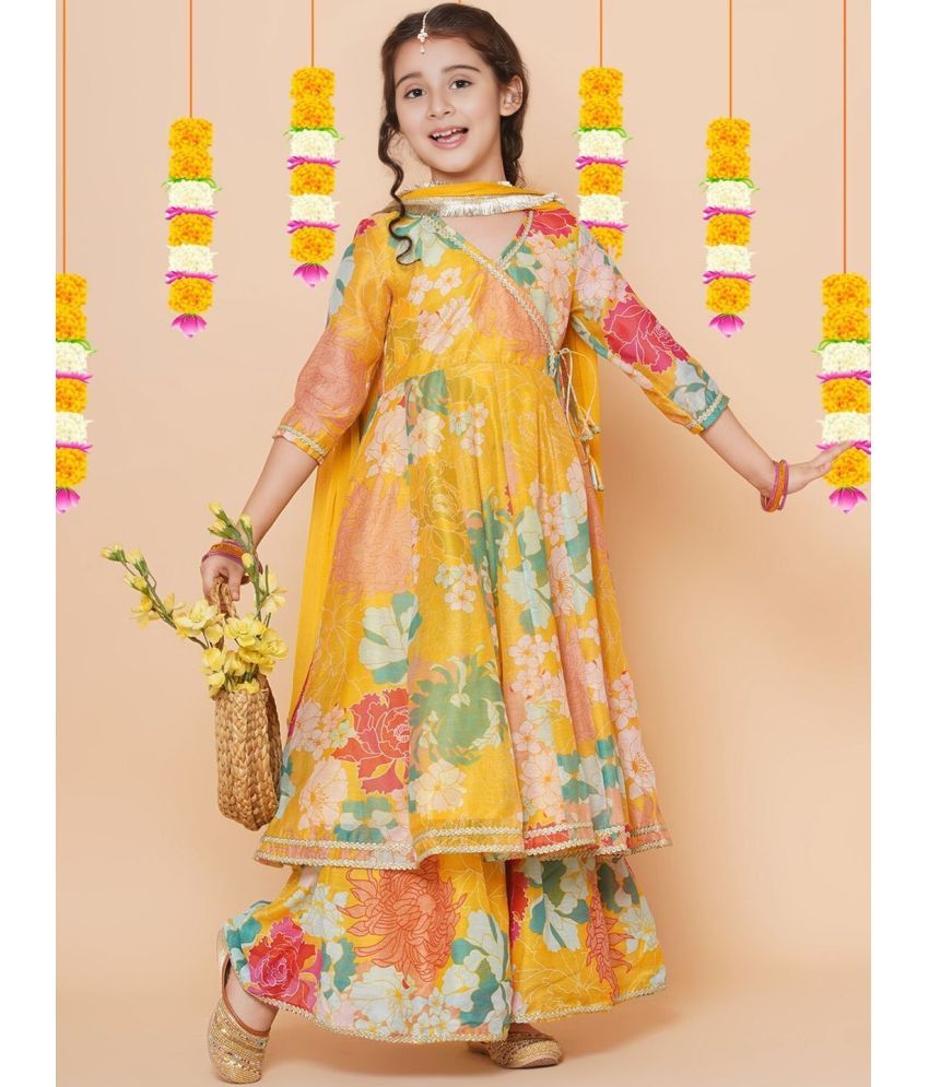     			Arshia Fashions Girls Cotton Blend Kurti with Sharara ( Pack of 1 , Yellow )