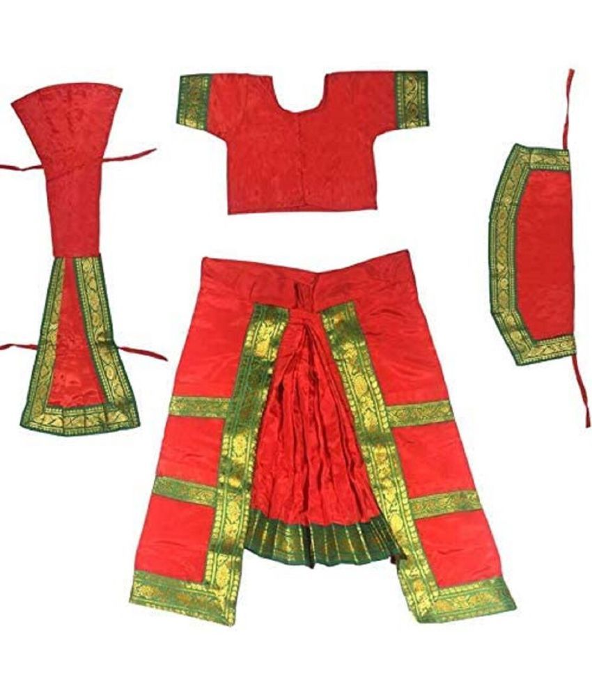     			Kkalakriti Classical Dance Bharatnatyam Costume for Kids and Adults Magenta (Red) color Kids Costume Wear