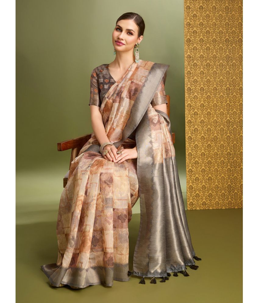     			MANTROTSAV Pack of 1 Art Silk Printed Saree With Blouse Piece ( Grey )