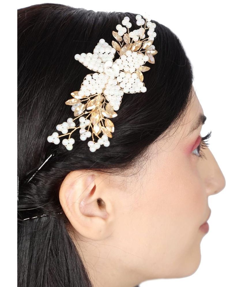     			RITZKART Gold,White Hair Accessory Set ( Pack of 1 )