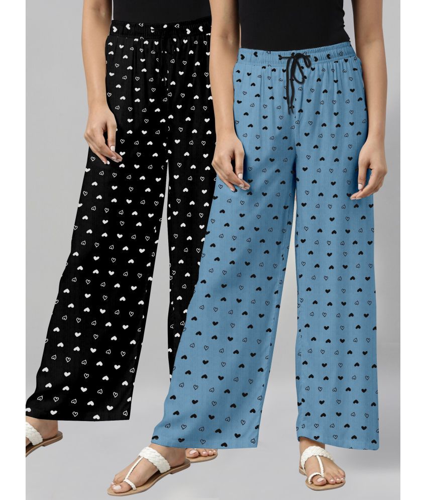     			Riglozi Black,Light Blue Cotton Women's Nightwear Pajamas ( Pack of 2 )