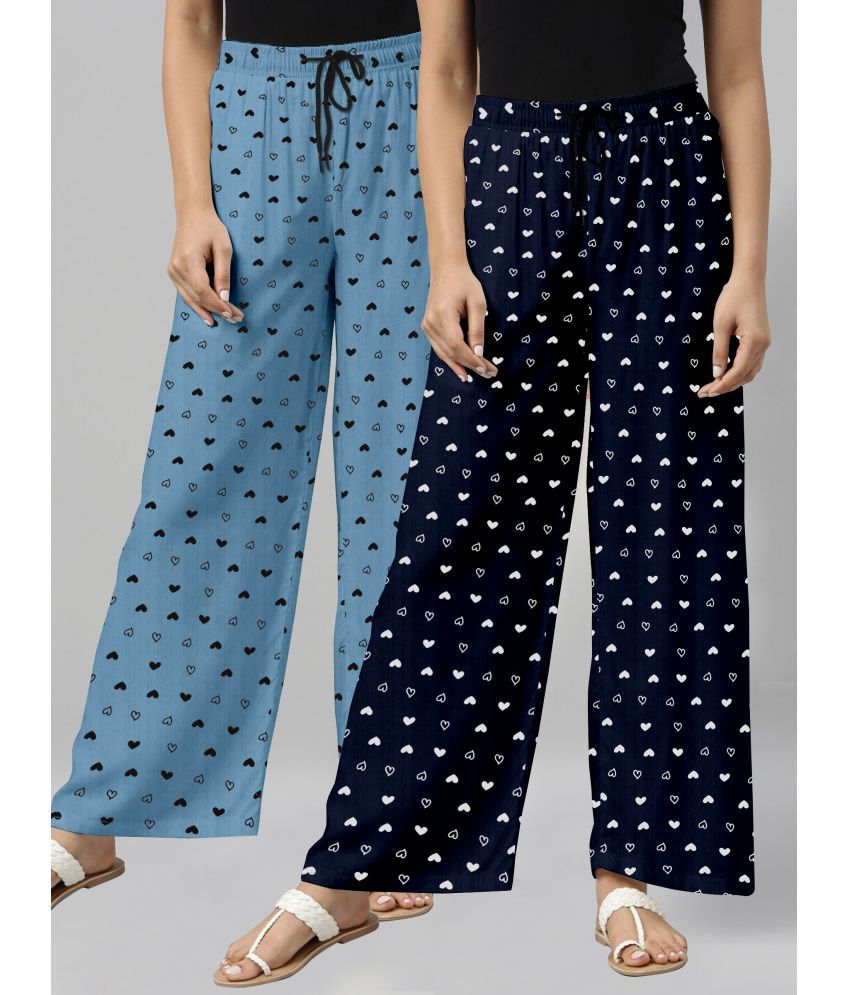     			Riglozi Light Blue,Navy Blue Cotton Women's Nightwear Pajamas ( Pack of 2 )