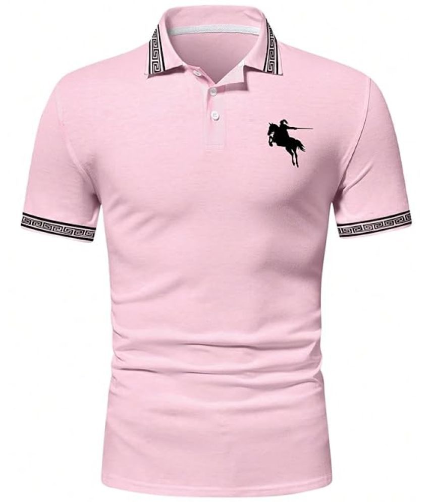     			AAPSKA Pack of 1 Cotton Blend Regular Fit Printed Half Sleeves Men's Polo T Shirt ( Pink )