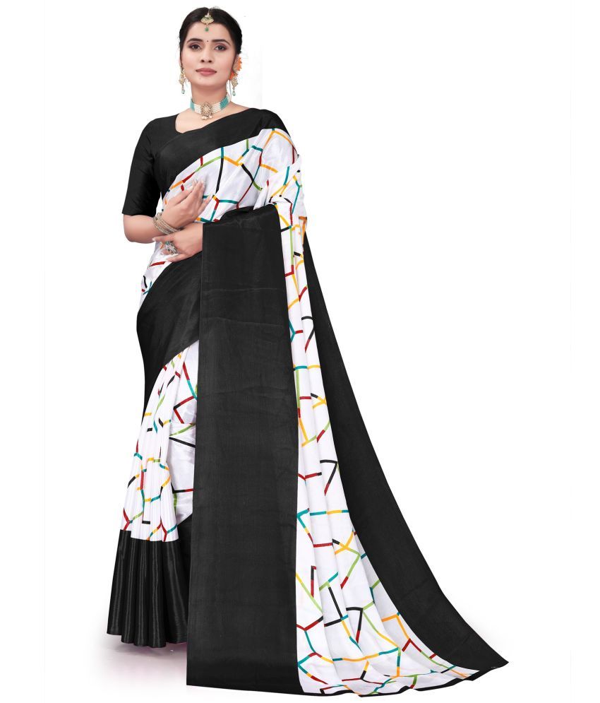     			Ambe Creation Crepe Printed Saree With Blouse Piece ( Black , Pack of 1 )