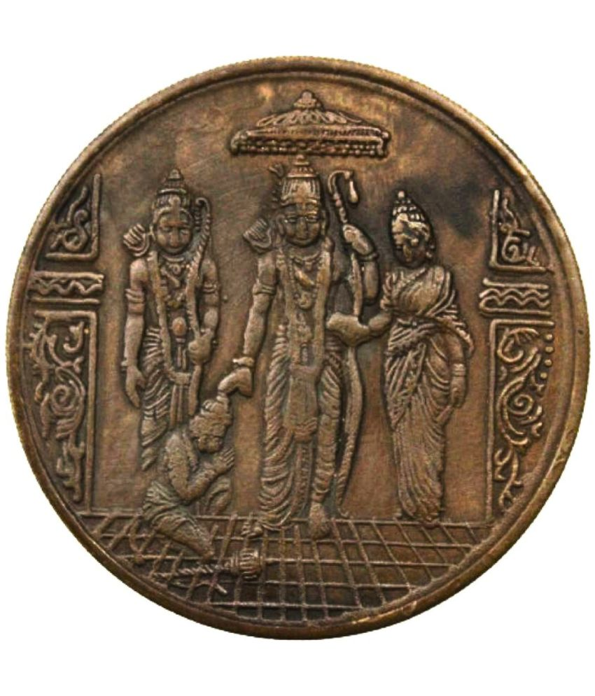     			BIG COPPER TOKEN RAM DARBAR TOKEN 1818 WITH OM SYMBLE,IDLE FOR COLLECTION OR WORSHIP OF LORD RAMA JI. GOOD LUCK COIN