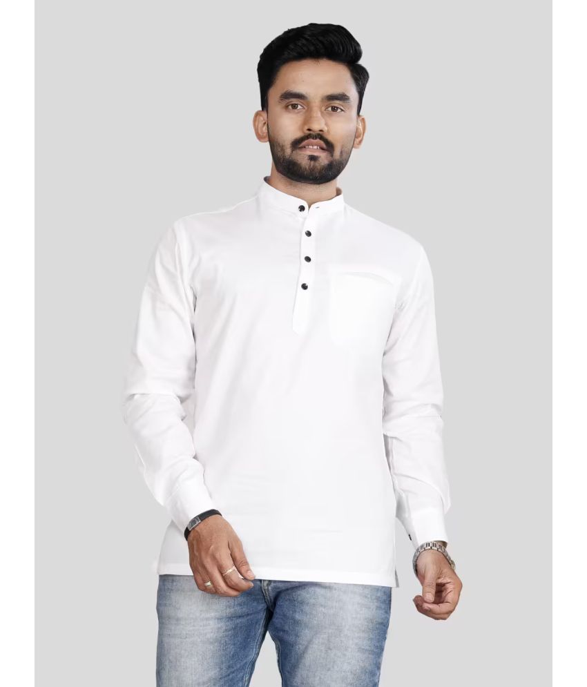     			BOUGHT FIRST Off-White Cotton Blend Men's Shirt Style Kurta ( Pack of 1 )