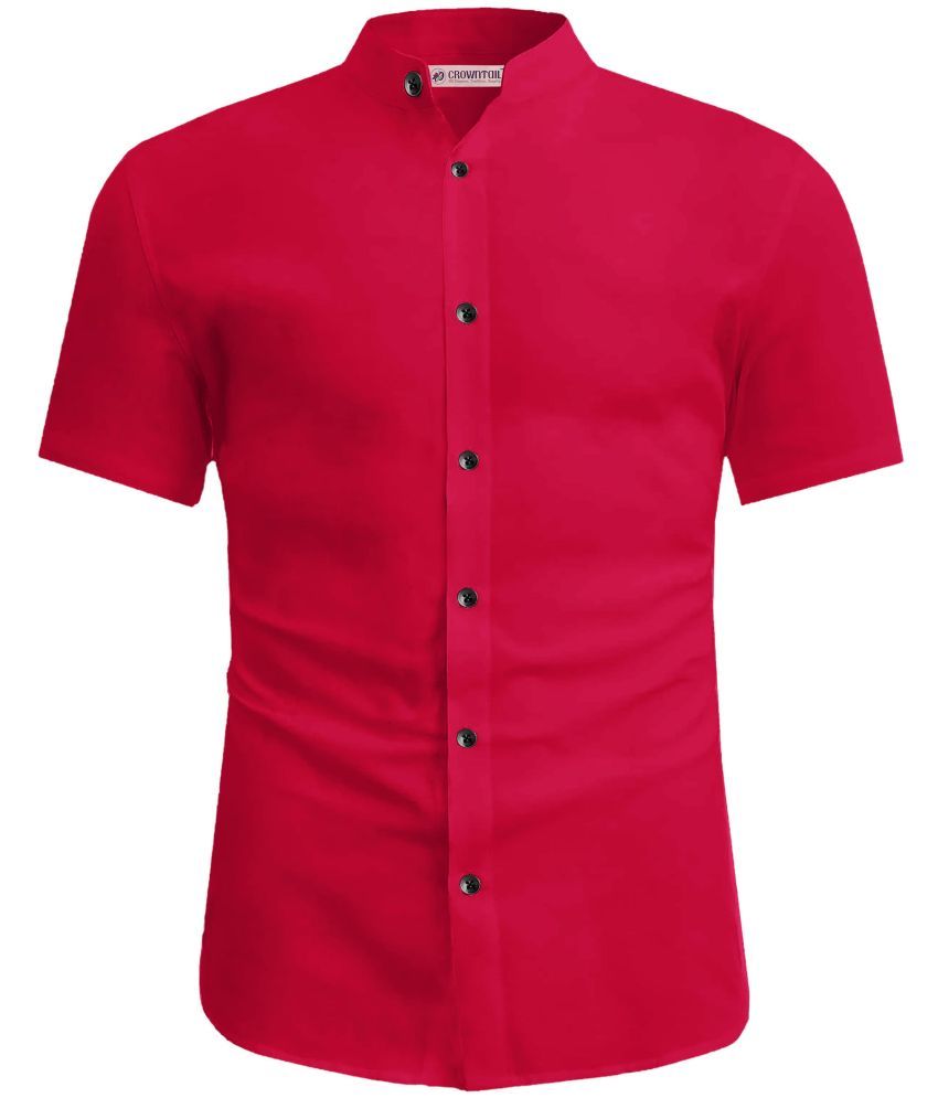     			CROWNTAIL Cotton Blend Slim Fit Solids Half Sleeves Men's Casual Shirt - Red ( Pack of 1 )