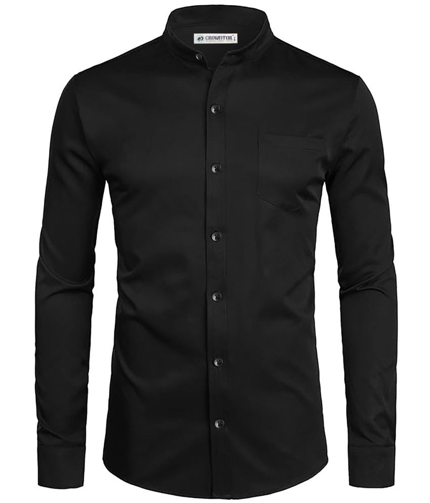     			CROWNTAIL Cotton Blend Slim Fit Solids Full Sleeves Men's Casual Shirt - Black ( Pack of 1 )