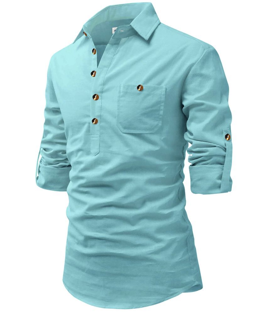     			CROWNTAIL Light Blue Cotton Men's Regular Kurta ( Pack of 1 )