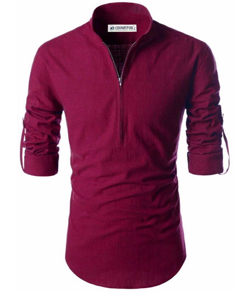     			CROWNTAIL Maroon Cotton Men's Regular Kurta ( Pack of 1 )