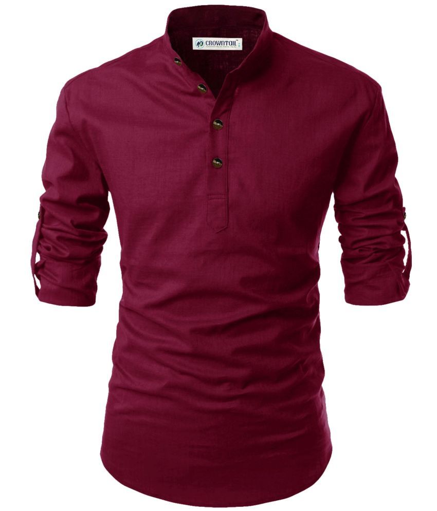     			CROWNTAIL Maroon Cotton Men's Regular Kurta ( Pack of 1 )