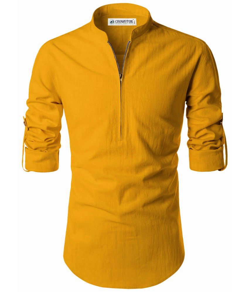     			CROWNTAIL Yellow Cotton Men's Regular Kurta ( Pack of 1 )