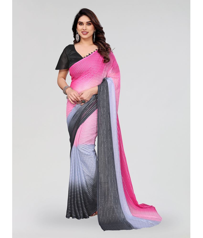     			Kashvi Sarees Georgette Dyed Saree With Blouse Piece ( Pink , Pack of 1 )