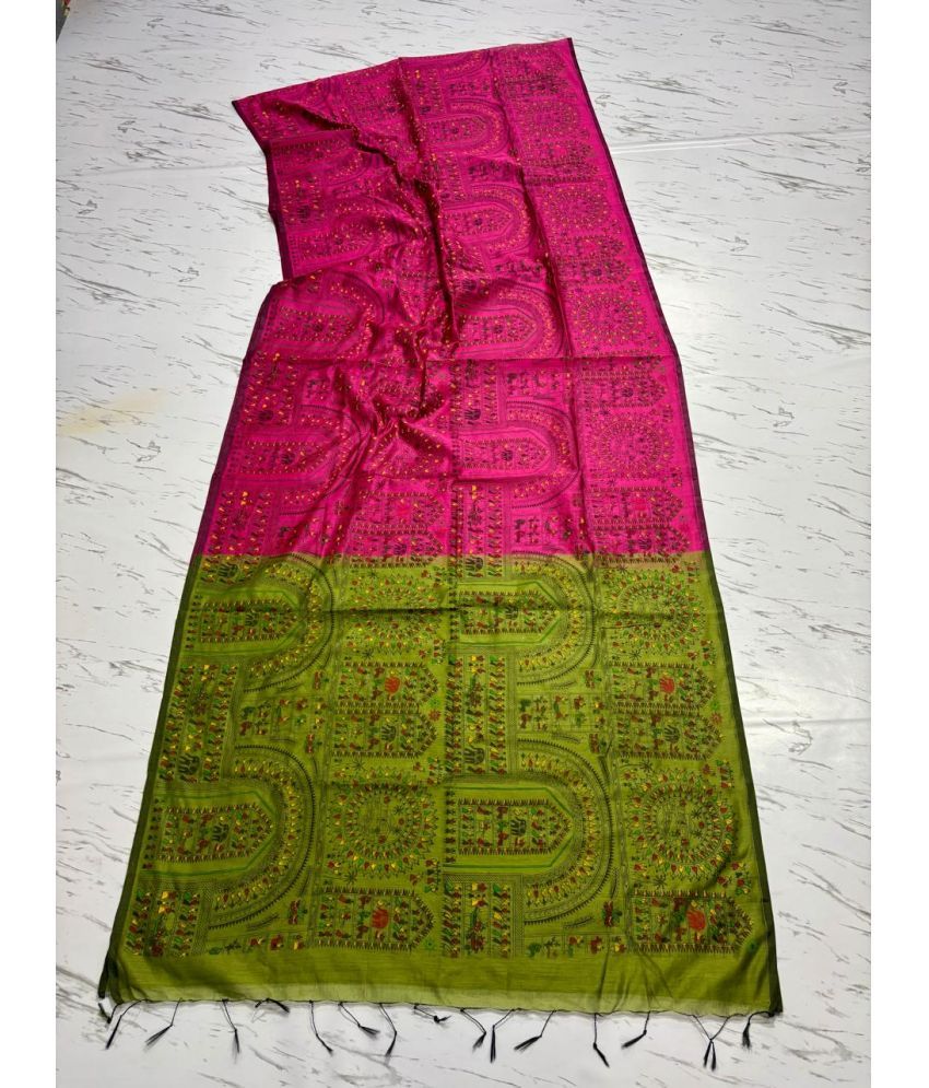     			SARADA HANDLOOM Cotton Printed Saree With Blouse Piece ( Pink , Pack of 1 )