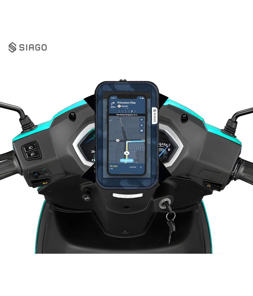     			SIAGO SIA11 Premium Mobile Holder for Scooty - Universal Fit | Activa Mobile Holder for Scooter | Water-Resistant Pouch Blue