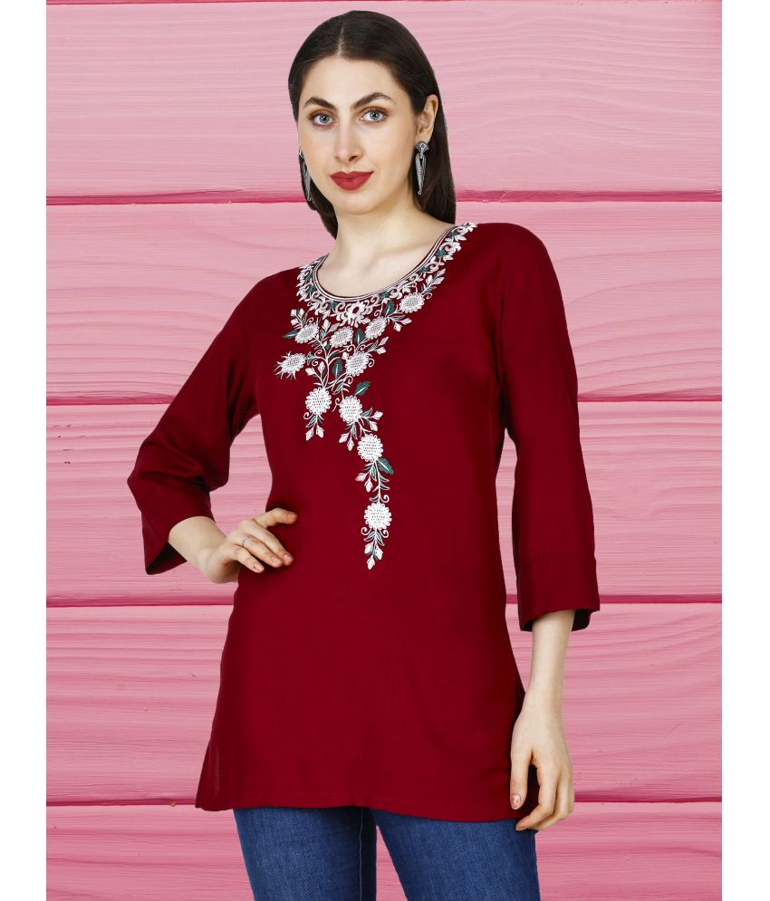     			Sufiana Maroon Rayon Women's Tunic ( Pack of 1 )