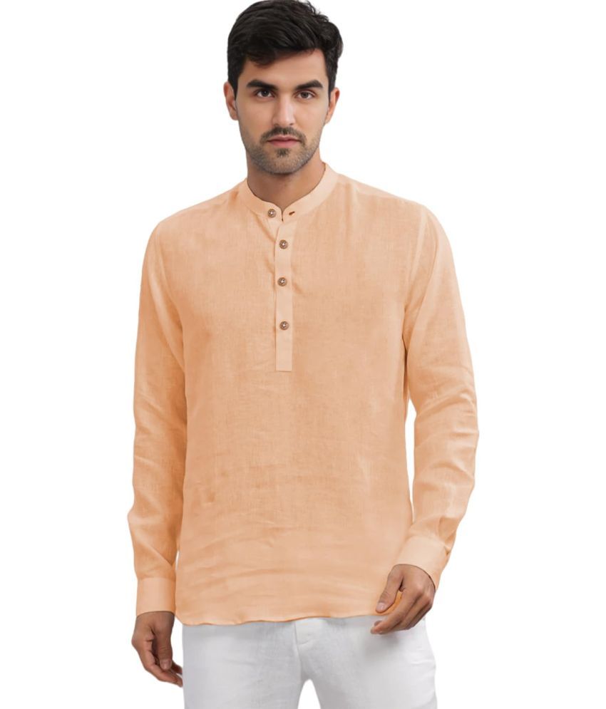     			UNI VIBE Orange Cotton Men's Shirt Style Kurta ( Pack of 1 )