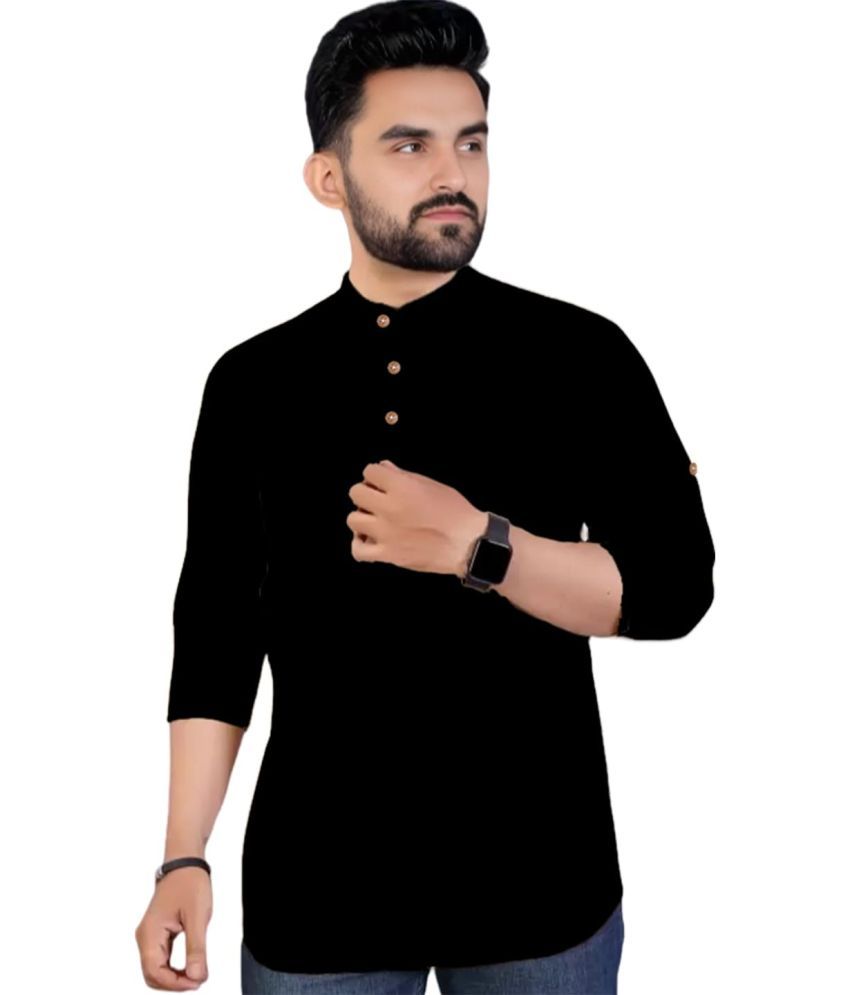     			Vida Loca Black Cotton Men's Shirt Style Kurta ( Pack of 1 )