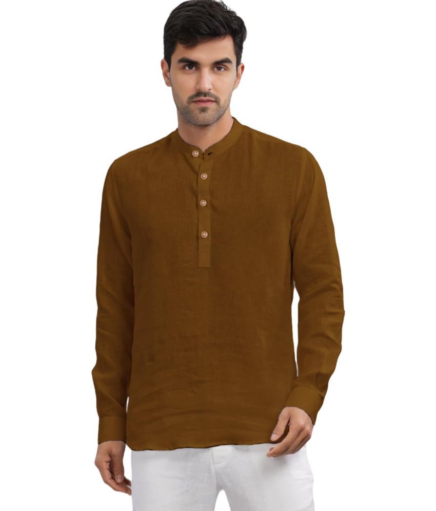     			Vida Loca Brown Cotton Men's Shirt Style Kurta ( Pack of 1 )