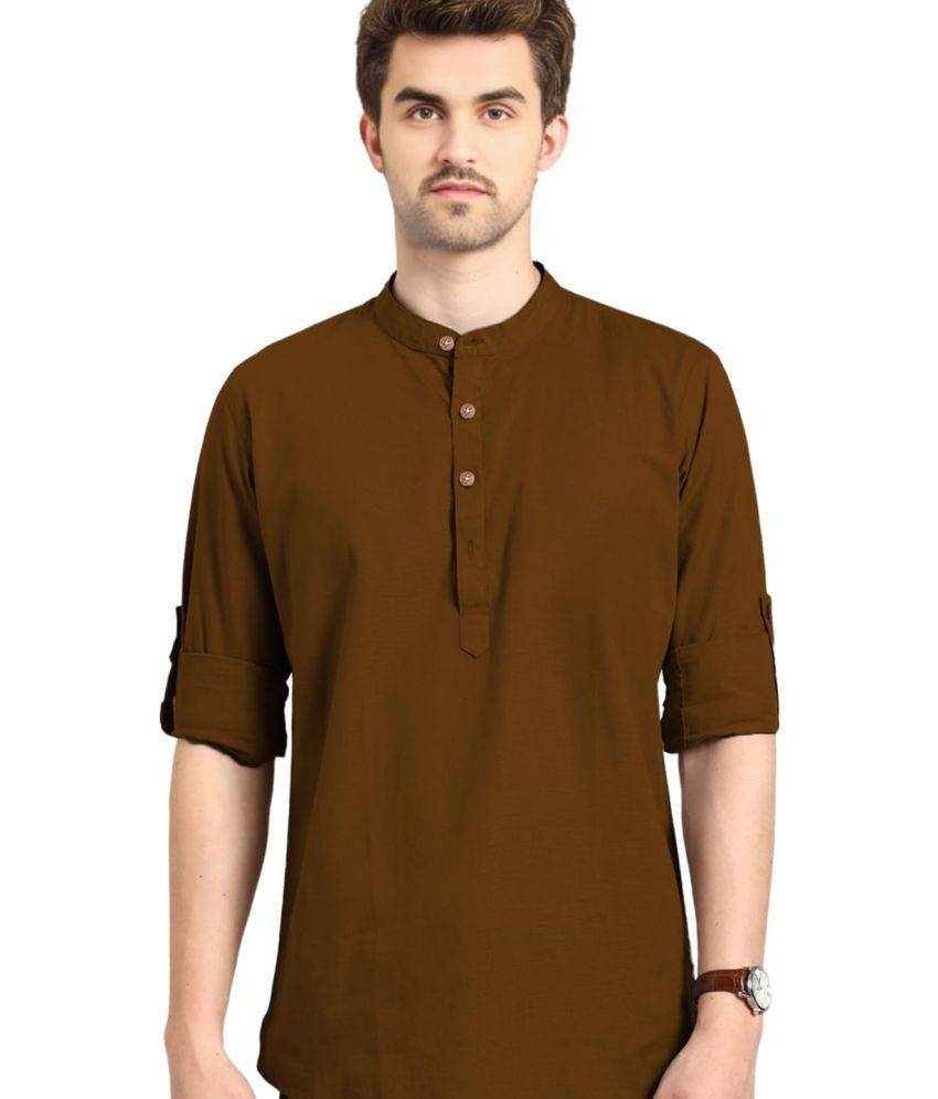     			Vida Loca Brown Cotton Men's Shirt Style Kurta ( Pack of 1 )