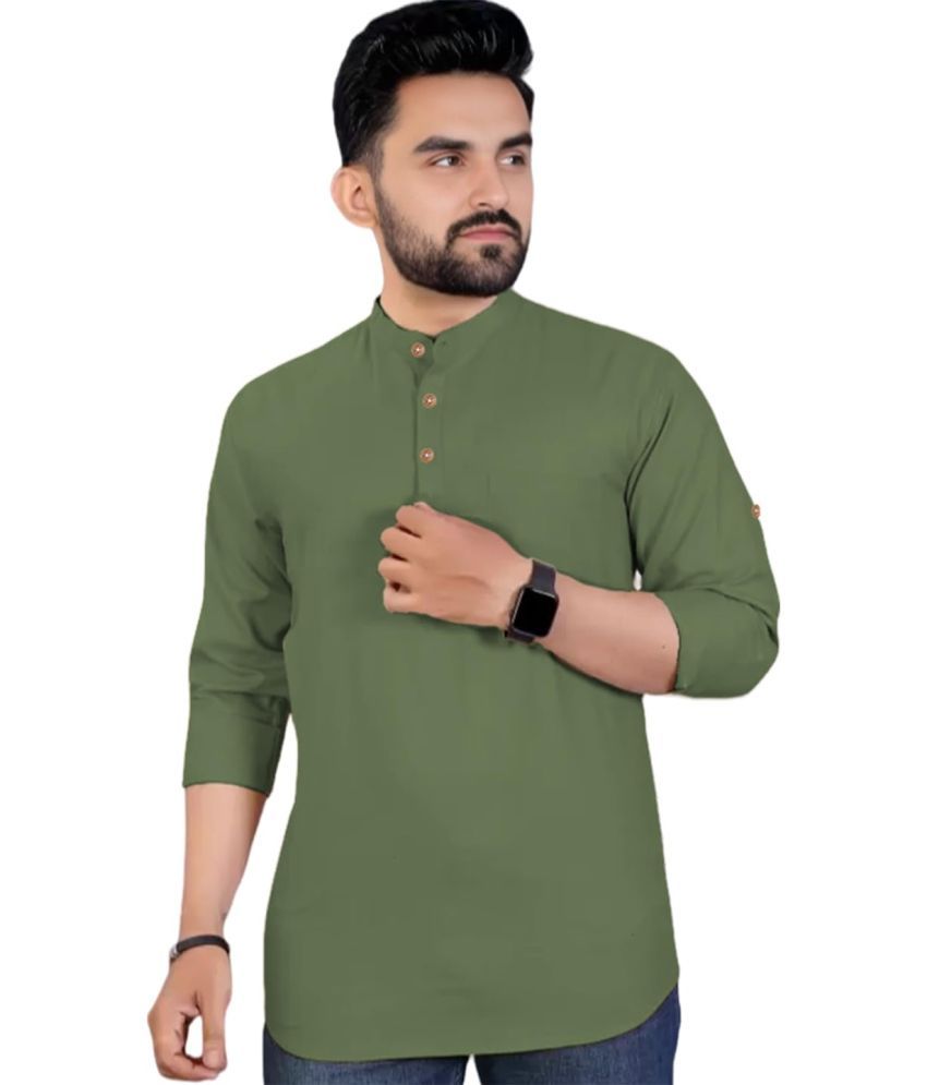     			Vida Loca Light Green Cotton Men's Shirt Style Kurta ( Pack of 1 )