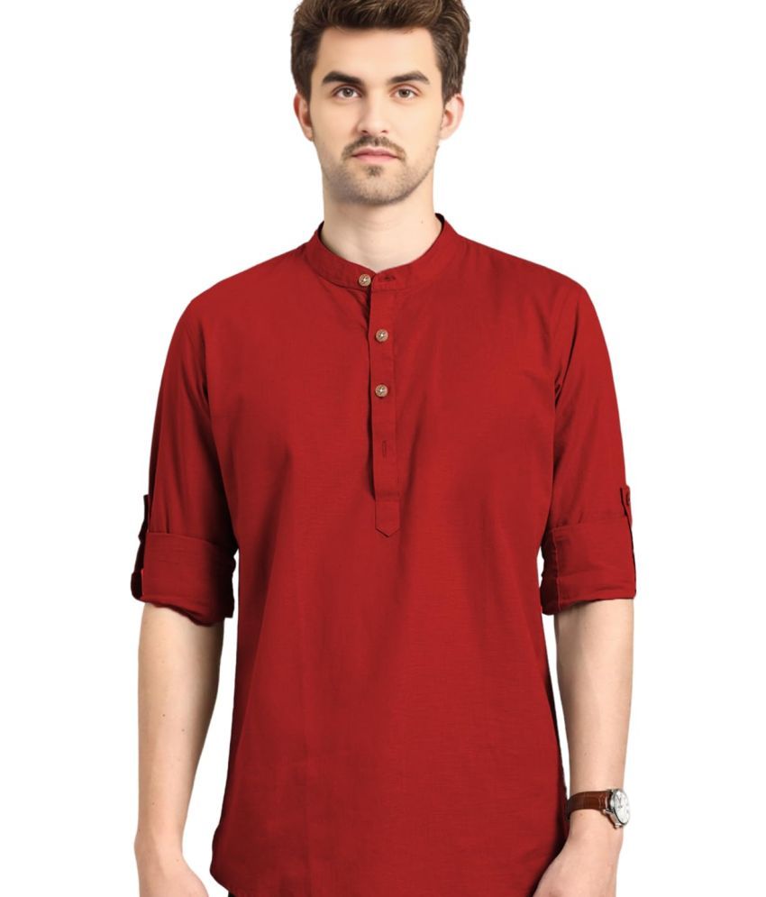     			Vida Loca Red Cotton Men's Shirt Style Kurta ( Pack of 1 )