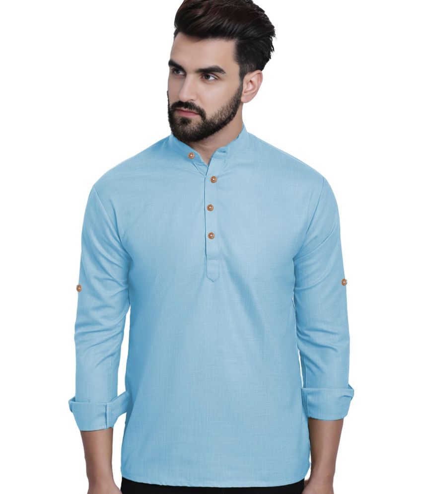     			Vida Loca Sky Blue Cotton Men's Shirt Style Kurta ( Pack of 1 )