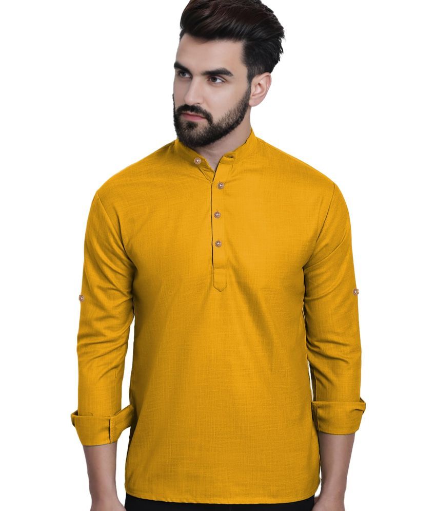     			Vida Loca Yellow Cotton Men's Shirt Style Kurta ( Pack of 1 )