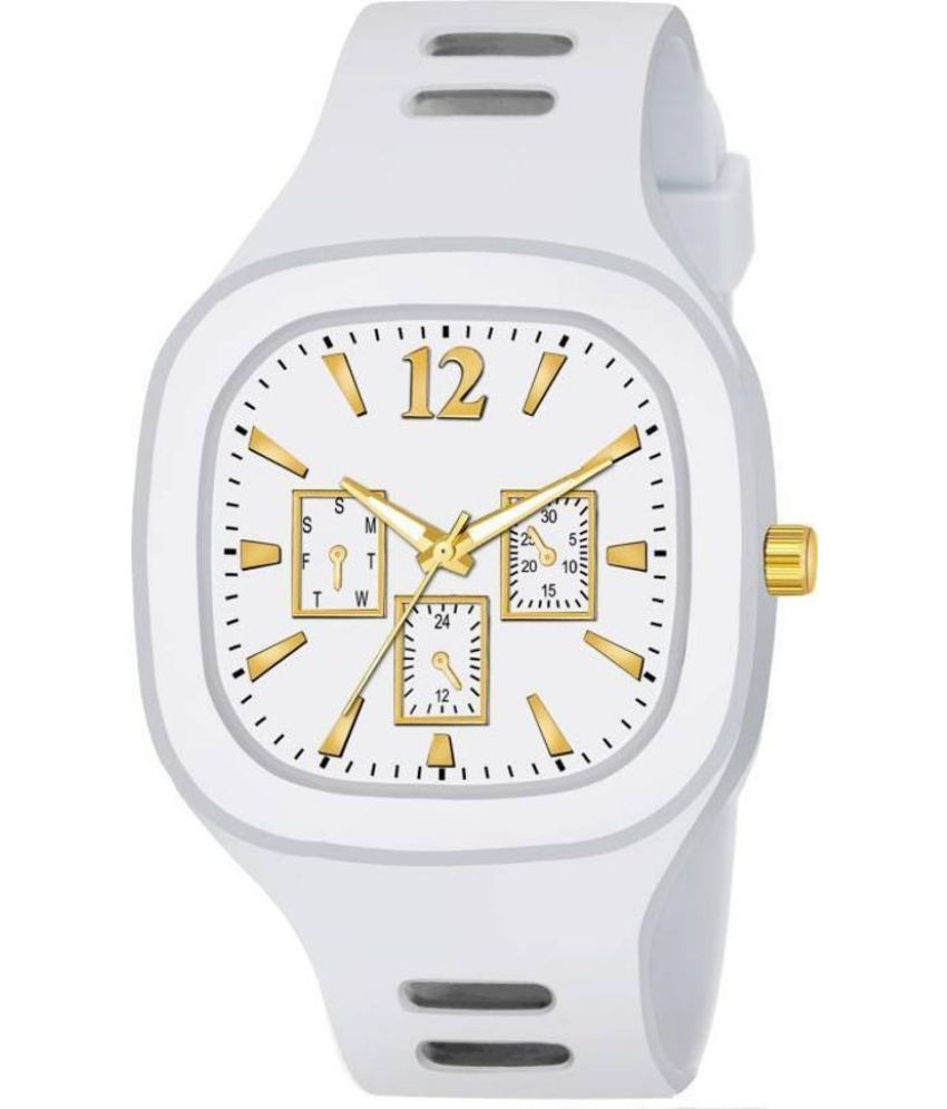     			YUKAX White Silicon Analog Men's Watch