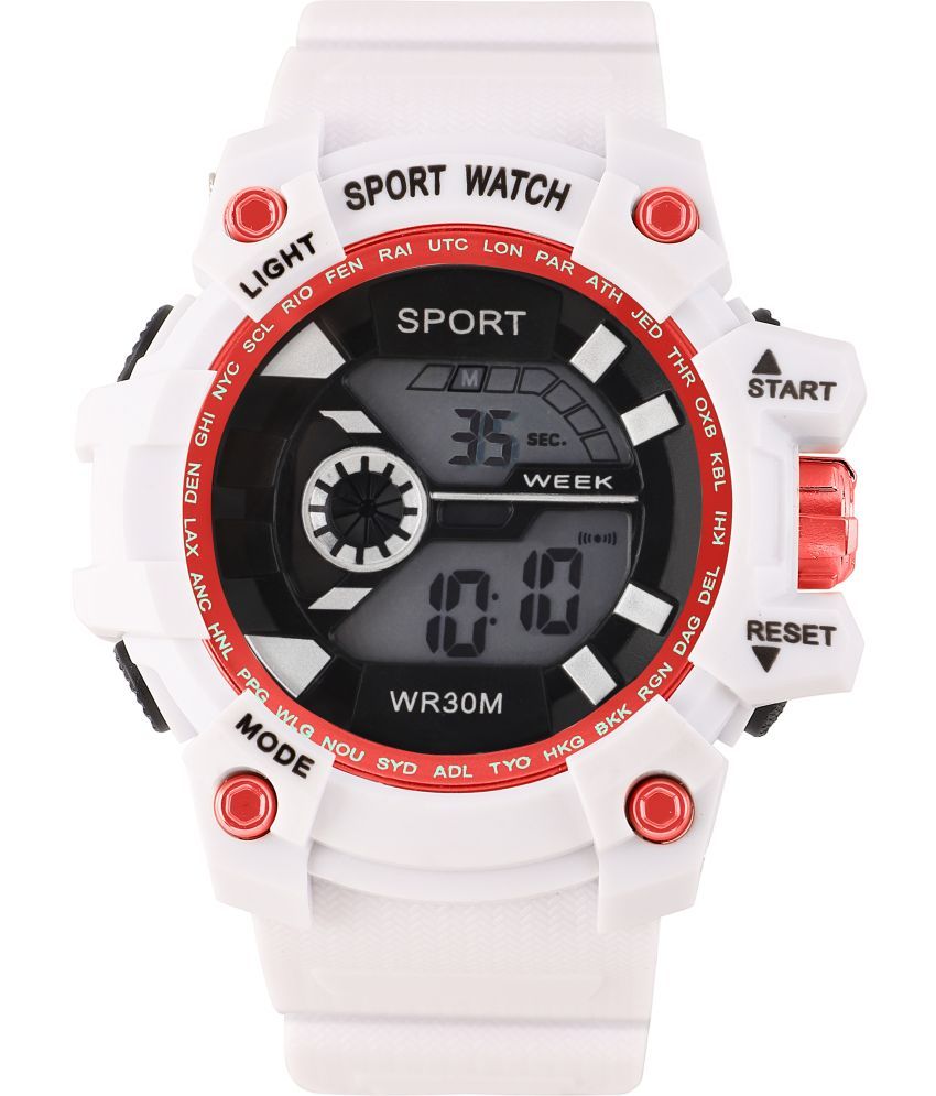     			YUKAX White Silicon Digital Men's Watch