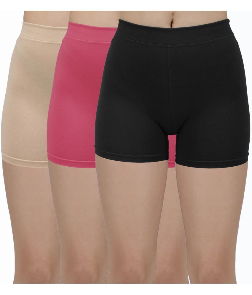     			Amul comfy Pack of 3 Cotton Safety Shorts For Women ( Multicolor )